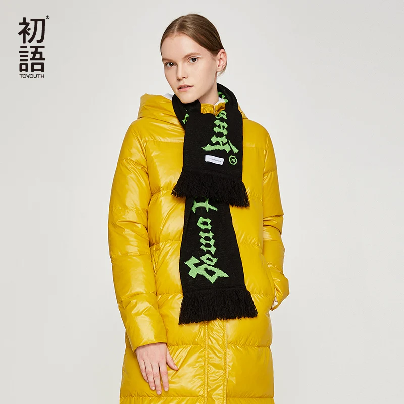 Yellow Toyouth утка вниз длинное пальто Для женщин зимние пуфферс пальто Верхняя одежда с капюшоном Дамы утолщение повседневные пальто черный теплое пальто - Цвет: Yellow