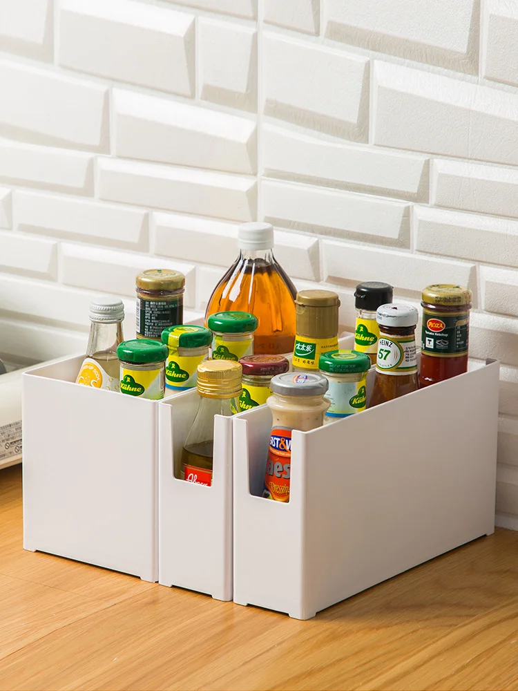 Ящик для хранения кухонной посуды пластиковый стеллаж специй кастрюль