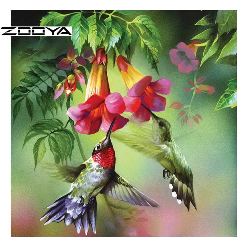 ZOOYA алмазная живопись цветы и птица полная Алмазная мозаика вышивка картина