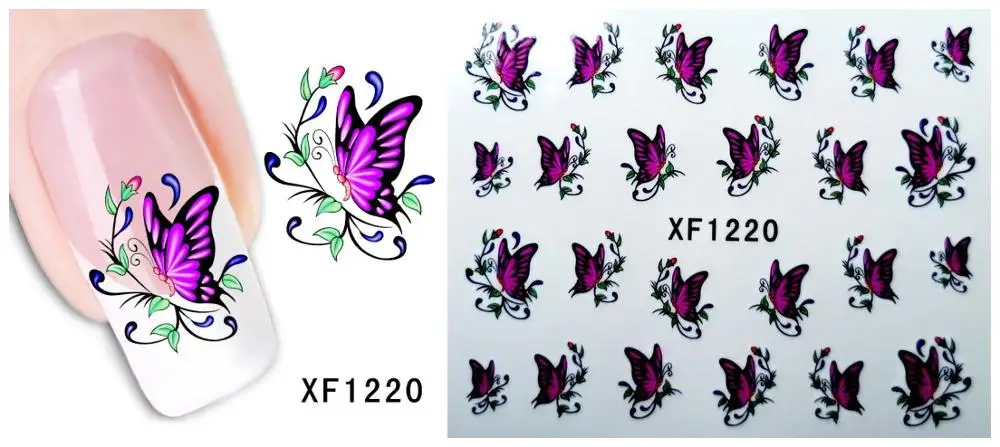 XF1220 30 стилей! Мода лак для ногтей Переводные картинки Бабочка Дизайн переводные наклейки воды для ногтей Советы красоты - Цвет: XF1220