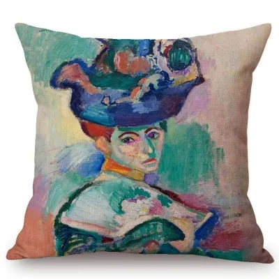 T281-3 Henri Matisse мастерски танцовщица со шляпой радость жизни украшение дома Художественный Диванный чехол для подушки льняная наволочка - Цвет: T281-3