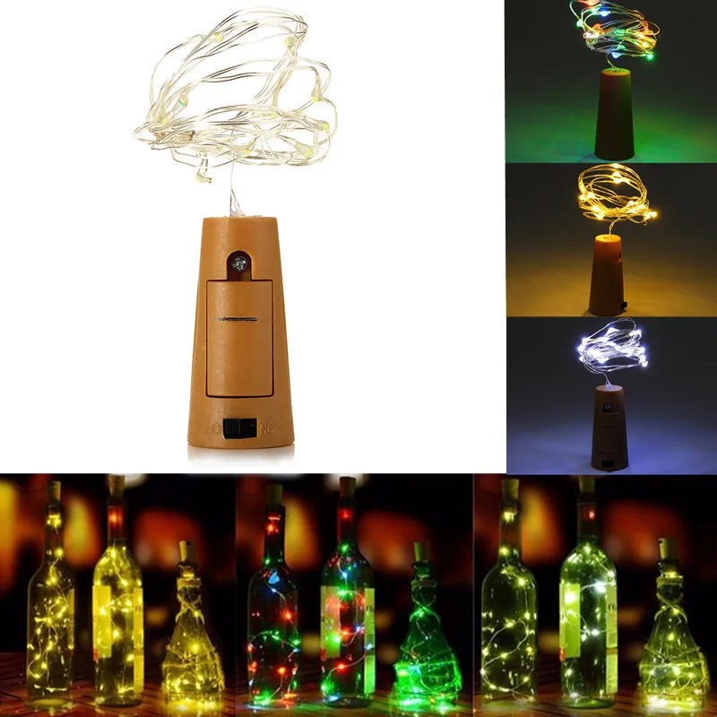 

75cm 15 LED Bottle Light Lamp Cork Shaped Bottle Stopper Light Glass Wine LED Silver Wire String Lights For Christmas Decoration