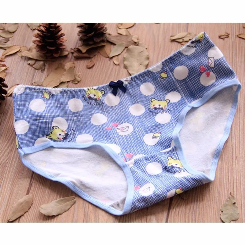 YANQIN 5 Pieces/Set Women Cotton Seamless Soft Underwear Leopard Skinny Mid Waist Briefs Plus Size