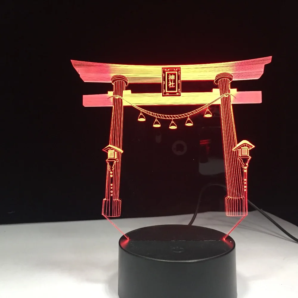Японский Храм тороро USB 3D светодиодный ночной Светильник многоцветный RGB