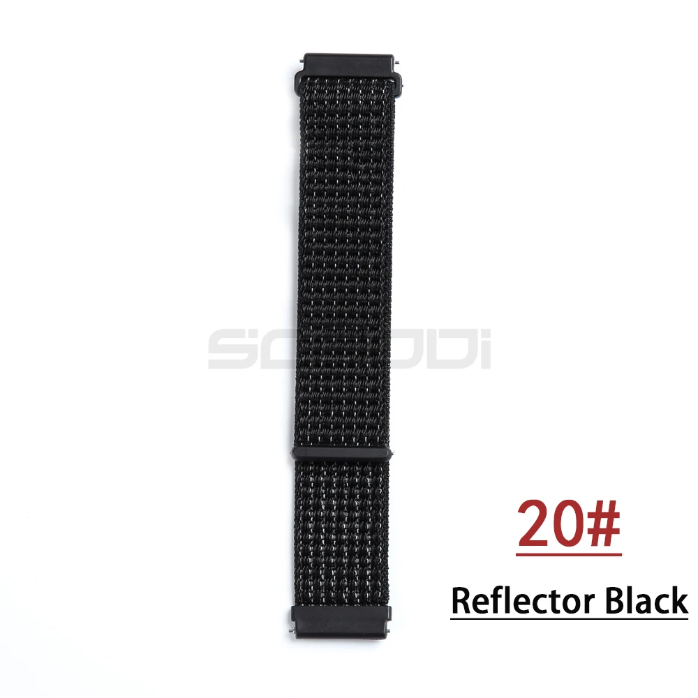 20 мм нейлоновый ремешок-петля для оригинальных Xiaomi Huami Amazfit Bip BIT Lite Молодежные Смарт-часы носимые наручные браслет Amazfit ремешок для часов - Цвет: Reflector Black