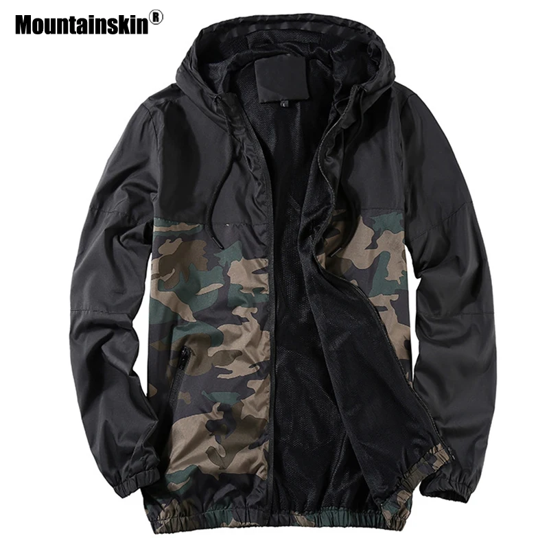 Мужская куртка с капюшоном Mountainskin камуфляжная приталенная в стиле пэчворк