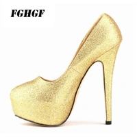 gold heels 13 cm sexy fashion style matte bride shoes high heel womens shoes waterproof platform sexy shoes large size 35 42