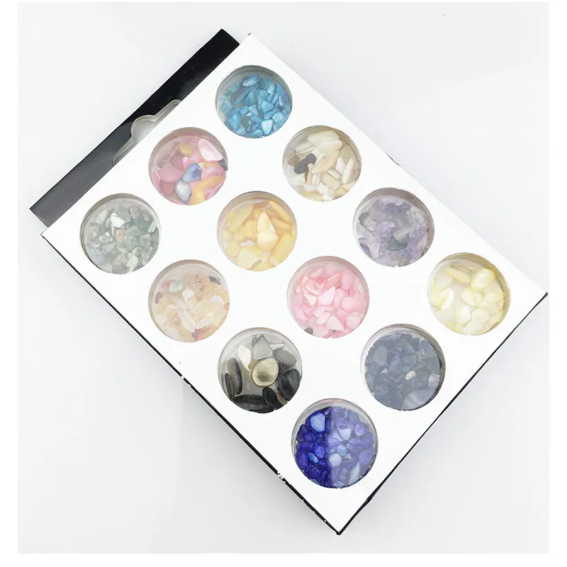 12 цветов натуральный камень камни нефрит стразы дизайн ногтей хрустальный в