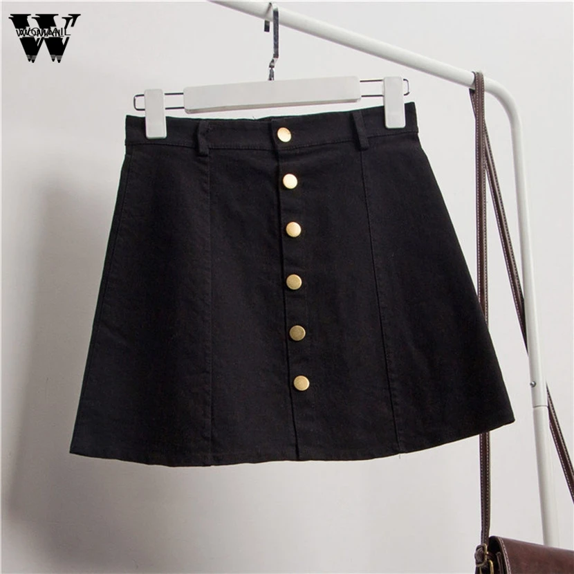 WOMAIL 2017 Новая повседневная женская однотонная джинсовая юбка с высокой талией