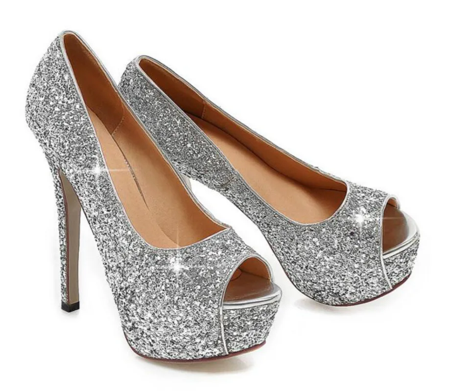Лидер продаж женская обувь модная пикантная Свадебная с блестками для ночного