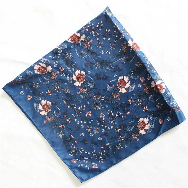 dark blue 60*60 Ретро Модный шарф с принтом маленький шарф/весенний женский шарф - Цвет: dark blue