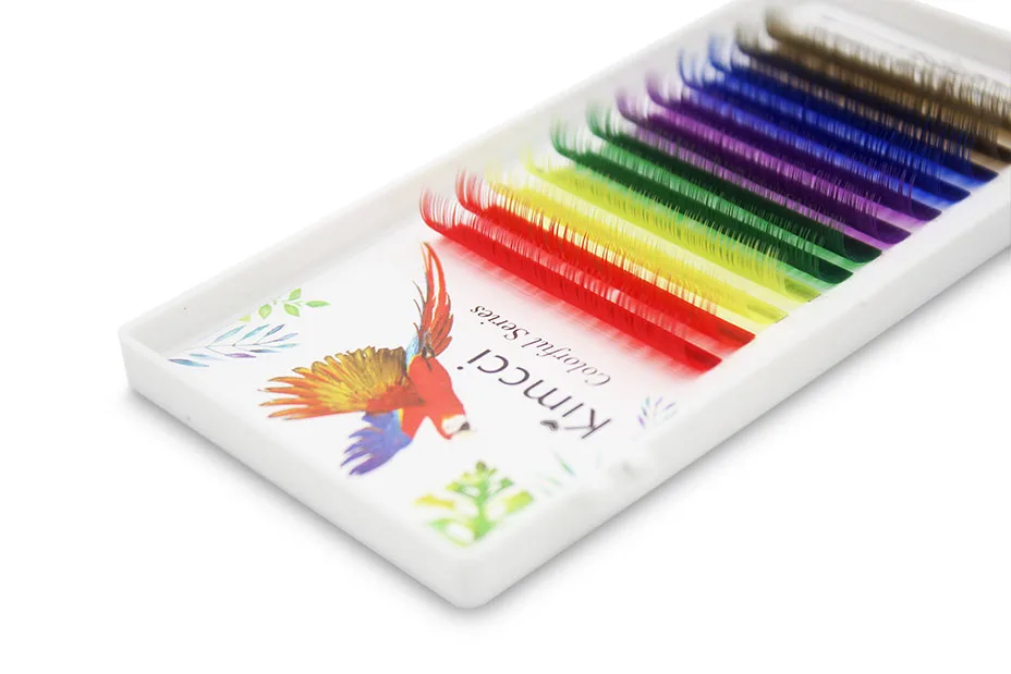 Kimcci Candy 6 Colors Rainbow Colored Eyelash Extension Faux Mink Individual Colorful Eyelashes maquiagem Cilios Premium Cilia