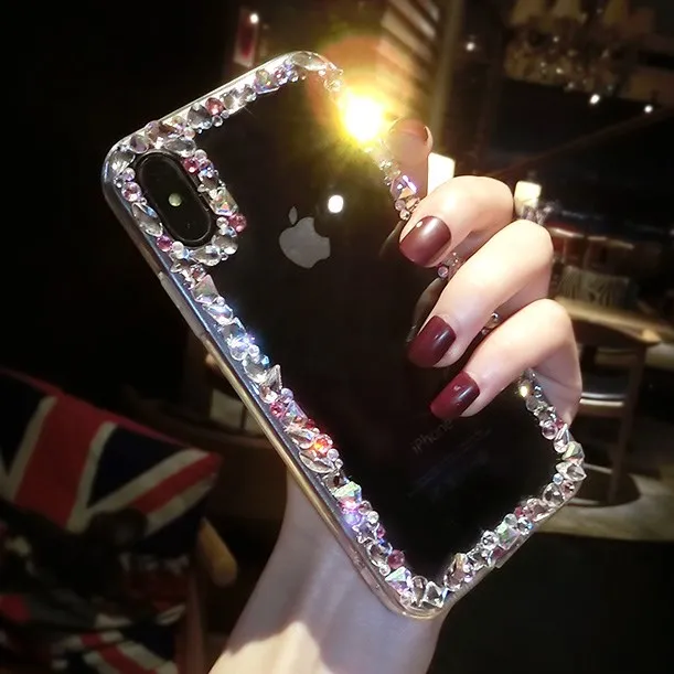 Блестящий Прозрачный чехол со стразами для iphone 11 Pro MAX X XR XS 6 6S 7 8 Plus мягкий из ТПУ |