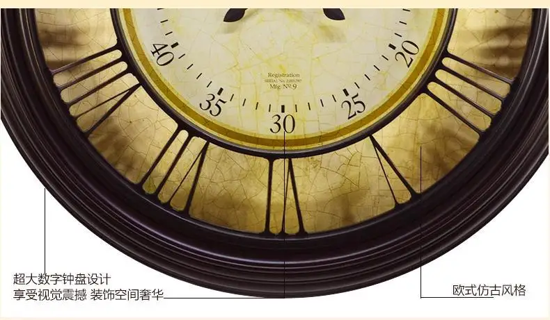 Ultralarge antique fashion wall clock mute modern quartz watches and clocks | Дом и сад