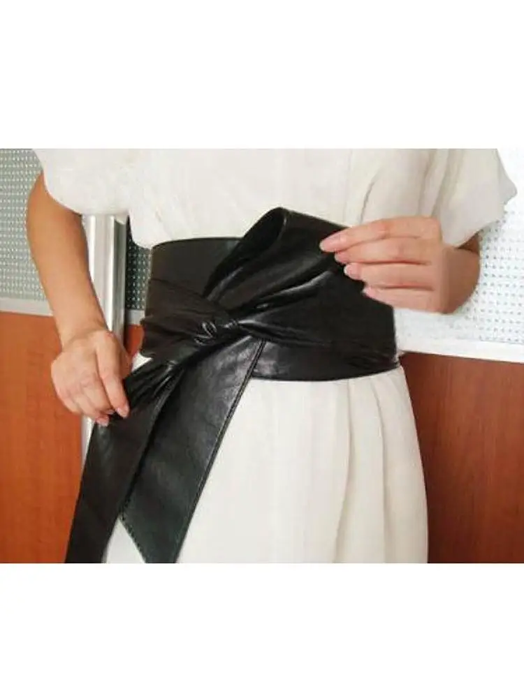 DSstyles, женские ремни из искусственной кожи, модные, мягкие, с завязками вокруг талии, пояс с бантом, широкий пояс, женские ремни