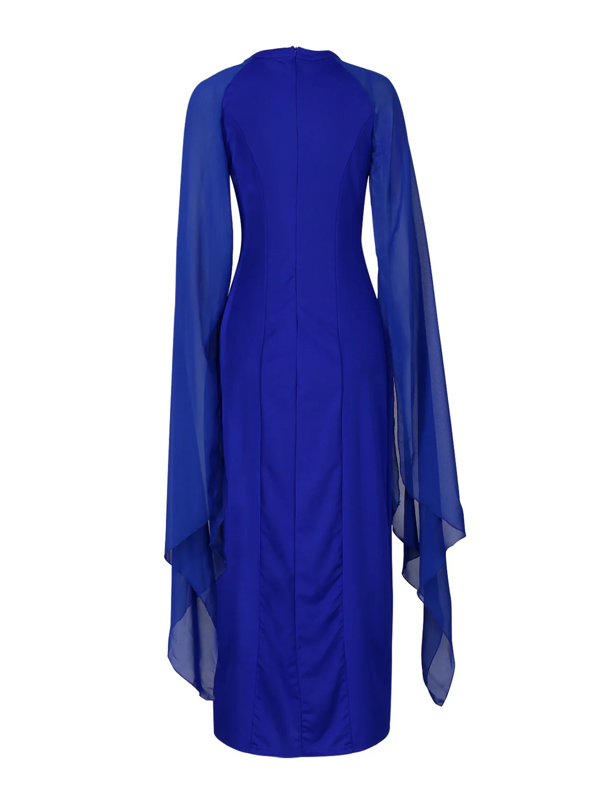 Blue 4 однотонных цвета, летнее шифоновое женское платье макси, круглый вырез, накидка, рукава, вечерние платья, длинное женское платье, Vestidos, Клубное платье - Цвет: Blue
