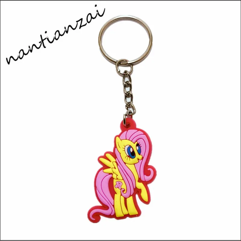 Черный 1 шт. мультяшный ПВХ брелок My Little Poni Horse Единорог держатель для ключей для женщин и детей брелок для ключей сумка ремни Ювелирная цепочка - Цвет: Черный