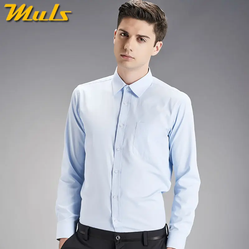 Мужская Однотонная рубашка с длинным рукавом белая розовая светильник синий