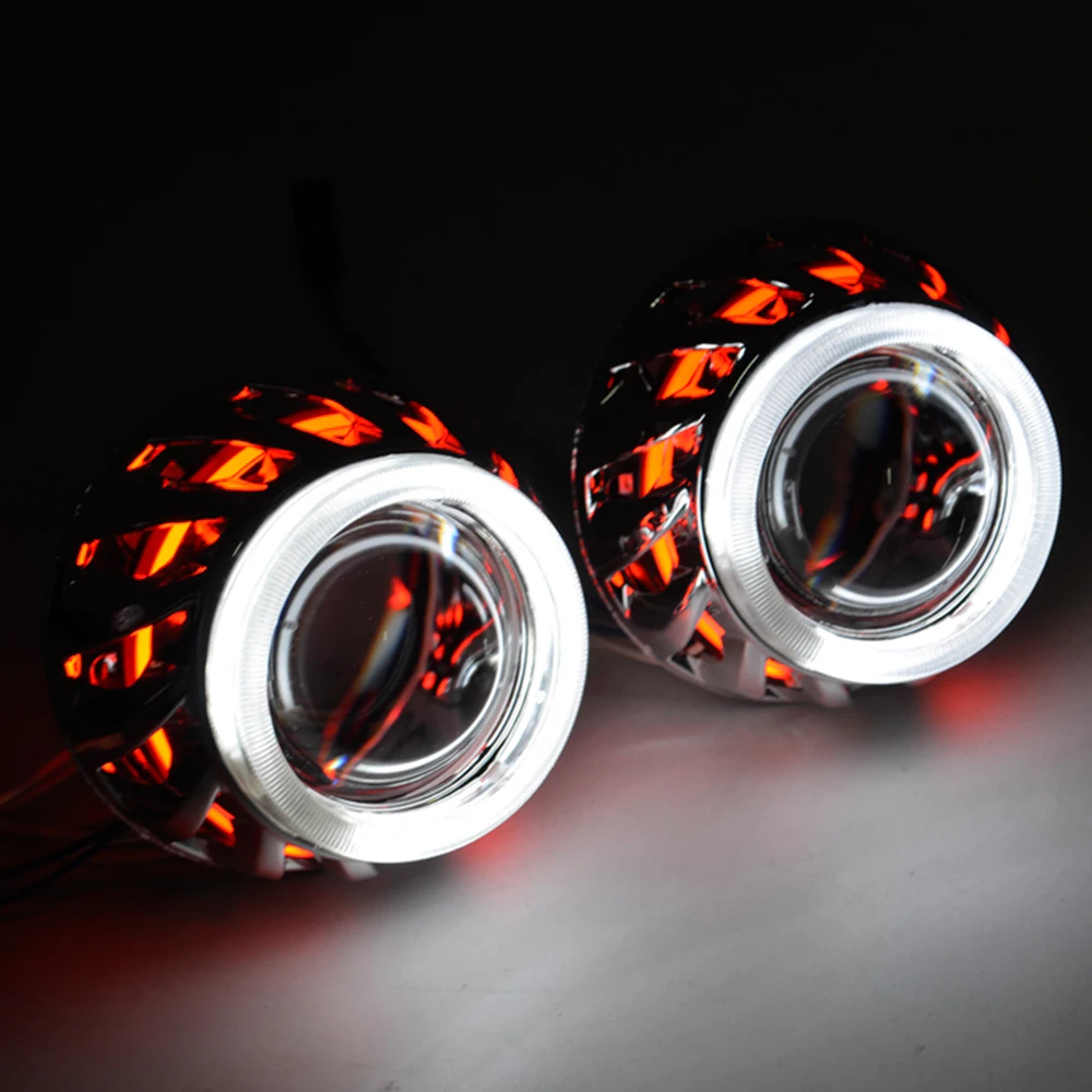 2 шт. 0 дюйма H1 Bi xenon hid объектив проектора огнеупорное колесо DRL CCFL ангельские