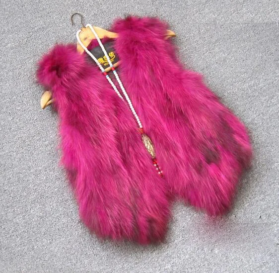 real raccoon fur vest women's fox fur vest short design casual natural fur coat gradient color fur outwear free shipping