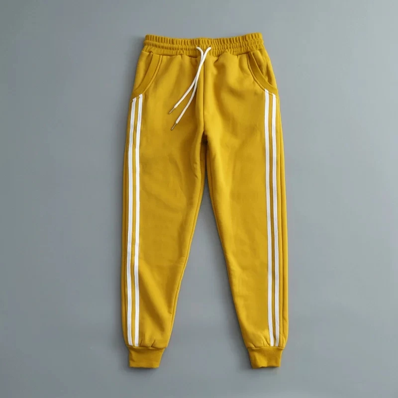 yellow Зимние женские хлопковые утолщенные бархатные теплые спортивные штаны повседневные белые сшитые закрытые удобные спортивные штаны для отдыха - Цвет: yellow