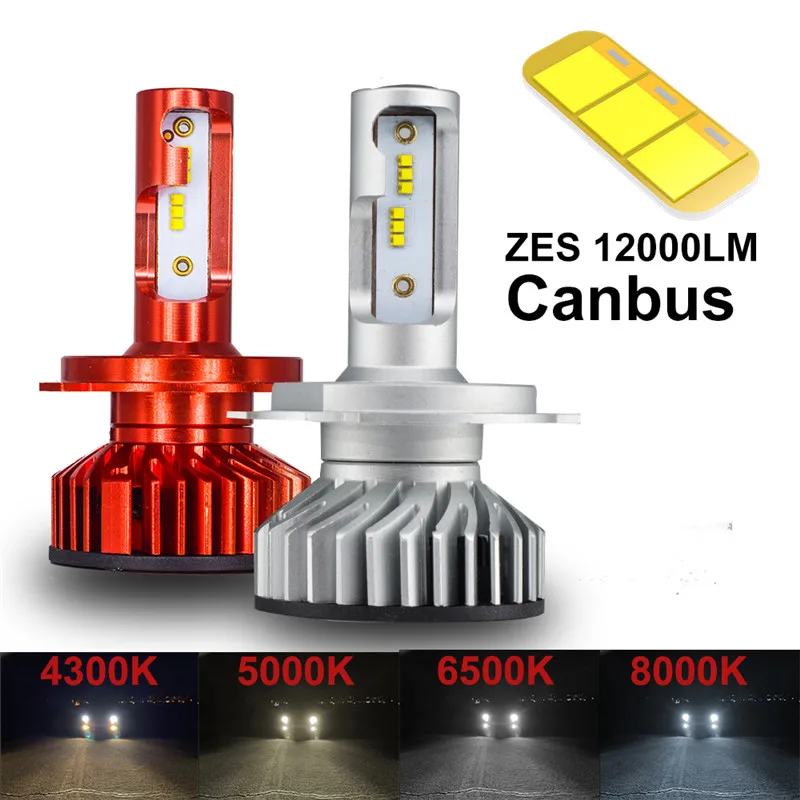 YHKOMS Canbus H4 H7 H1 H11 светодиодный 4300K 5000K 6500K 8000K Автомобильные фары H3 H8 H9 H11 880 881 светодиодный лампы Авто противотуманных фар 12000LM зэс