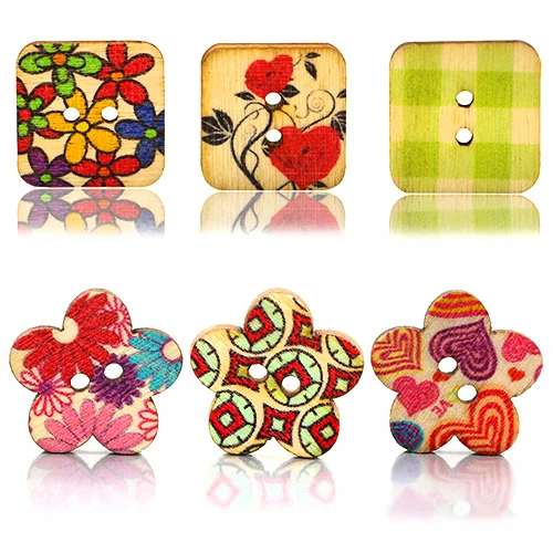 Горячая распродажа! 100 шт. цветные деревянные цветы|Пуговицы| |