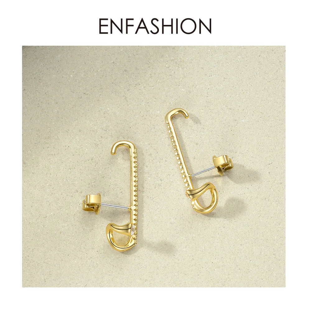 ENFASHION Панк горный хрусталь серьги гвоздики для женщин заявка на цвет золота