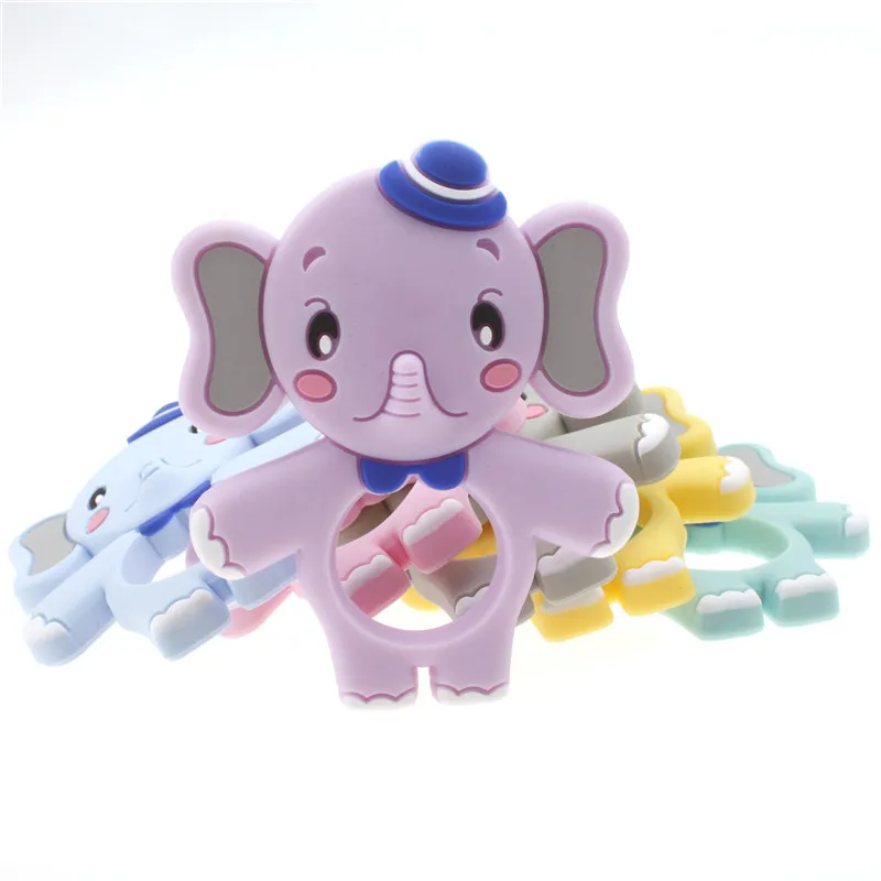 Collar con colgante de elefante de dibujos animados para beb&eacute;, mordedor de silicona sin Bpa, cadena de chupete artesanal, juguetes de dentici&oacute;n de silicona, 5 uds.-5