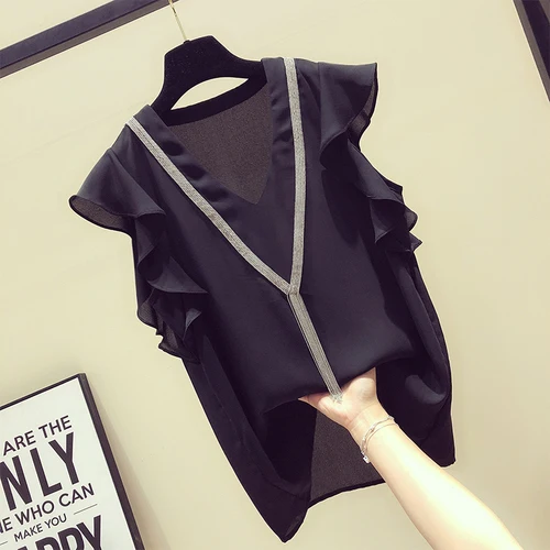 black blouse Woherb летние Для женщин топы и блузки рубашки для мальчиков однотонные шифоновые платья без рукавов для девочек блуза с кисточками рябая рубашка женская Blusas Mujer De Moda - Цвет: black blouse