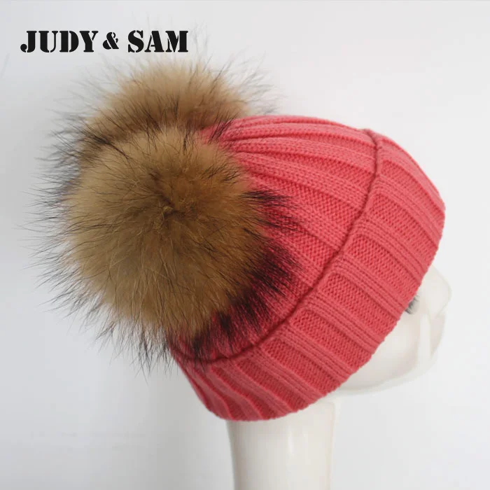 Женская зимняя шапка с двойным помпоном Вязаная Шерстяная Шапка gorros из