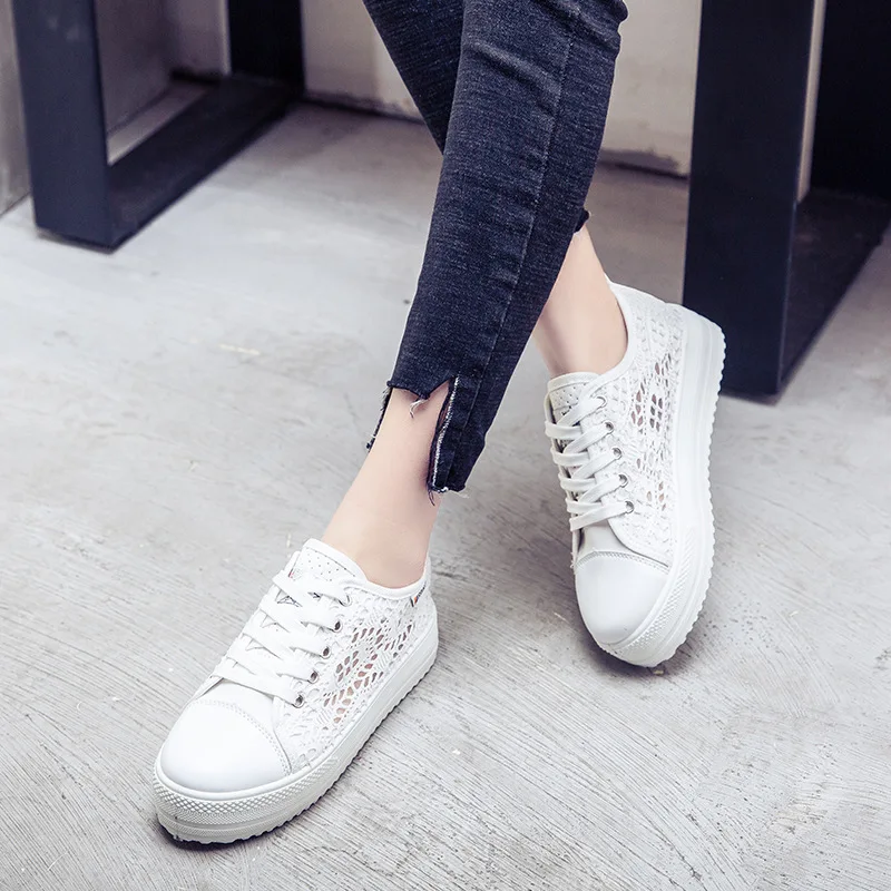 Кеды женские холщовые кроссовки на платформе шнуровке дышащие однотонные