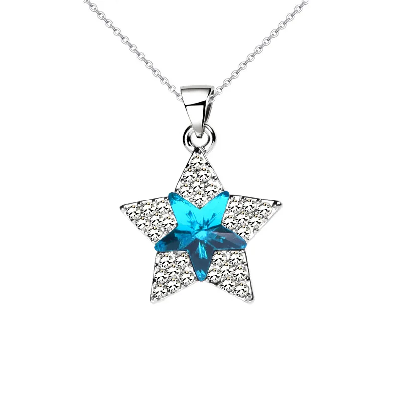 Elegant Full Crystal Star Shiny Zircon Short Chain Necklace Pendant | Украшения и аксессуары