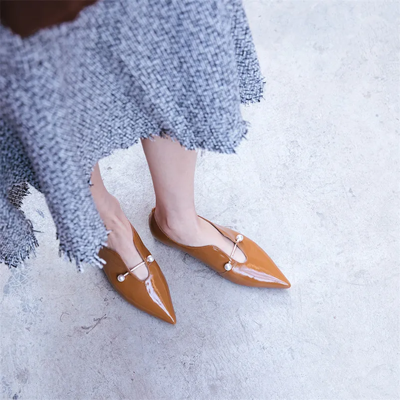 CONASCO Брендовая обувь на плоской подошве для женщин Лакированная Кожа Новое