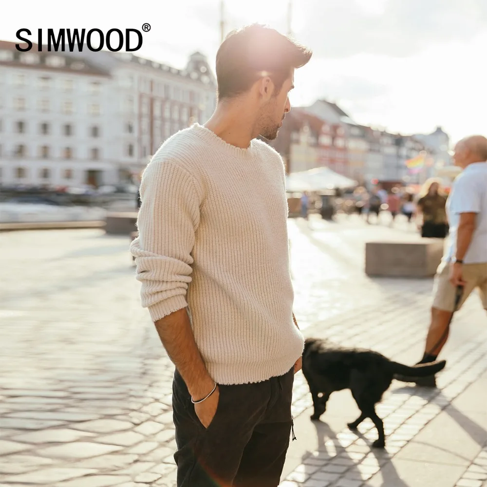 SIMWOOD 2021 Зимний новый мужской свитер пуловер вязаный шерстяной повседневный