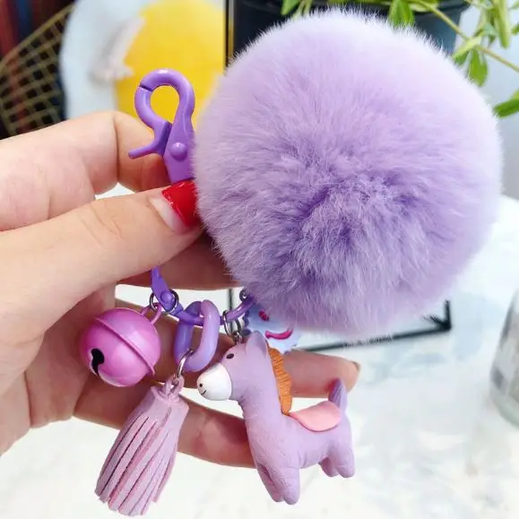1 шт. милые животные Альпака Alpacasso меховой шар пушистый брелок для ключей брелок кольцо для ключей для девочек плюшевая игрушка - Цвет: alpaca keychain 7