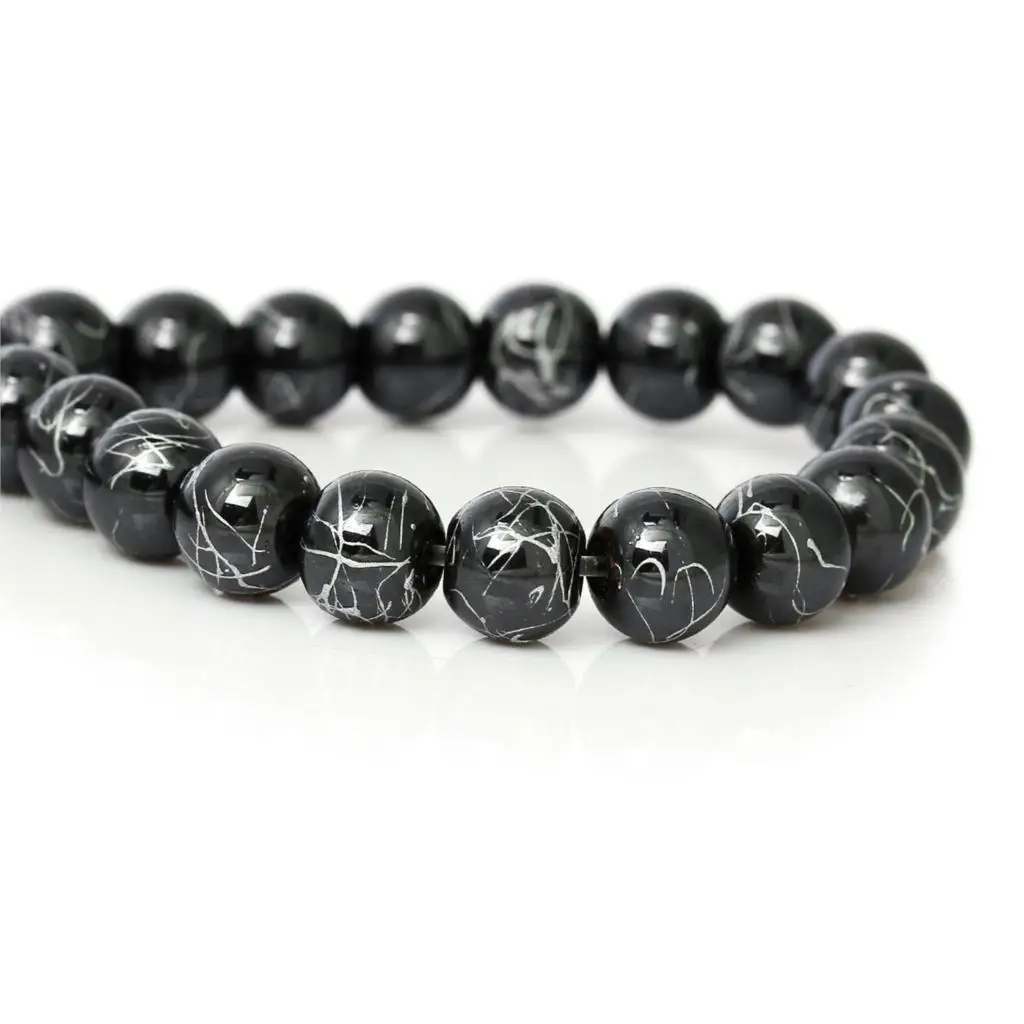 DoreenBeads создан гематитовые бусины Круглый цвета черный/серебристый текстура
