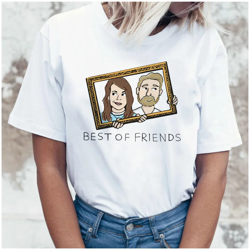 Футболка friends tv show, футболка, топ, футболка, женская, femme ulzzang, Футболка Harajuku, повседневная, винтажная, с принтом, Забавная девушка