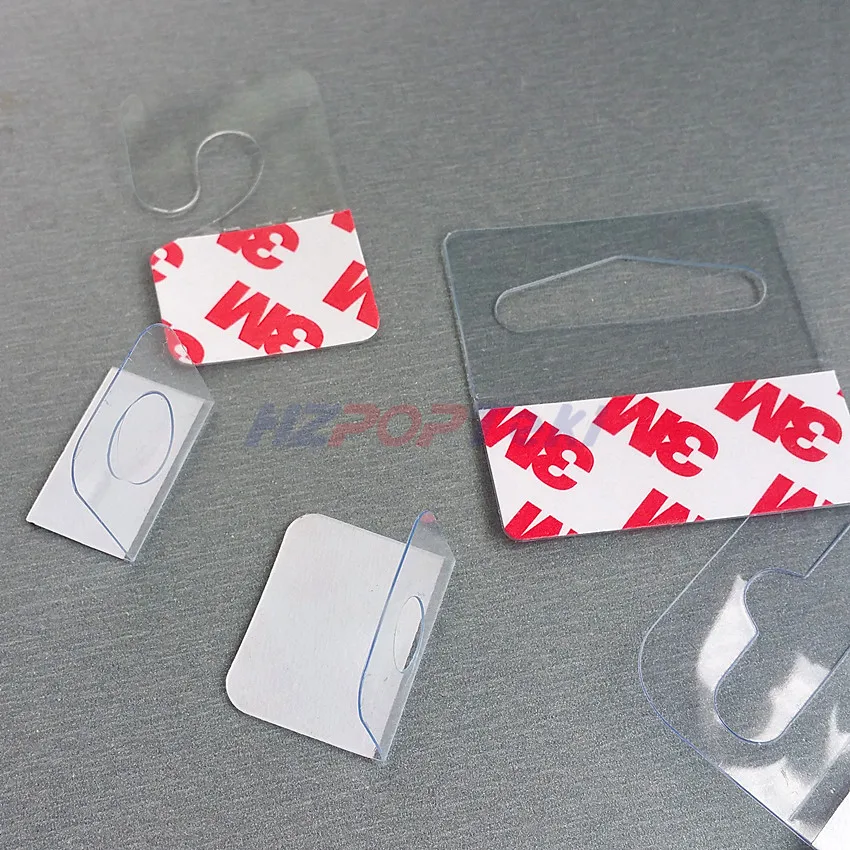 

Plastic PVC PET Hang Hanging Tabs Hooks On Merchandise Package Box Bag Hangers Peghooks Display J-hook Self Adhesive 50000pcs