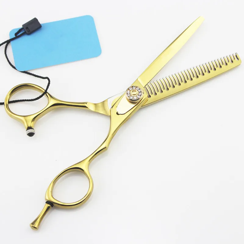 

professional Japan 440c 9cr Anti-tooth 6 inch gold hair scissors makas hair thinning shears scissor barber hairdressing scissors