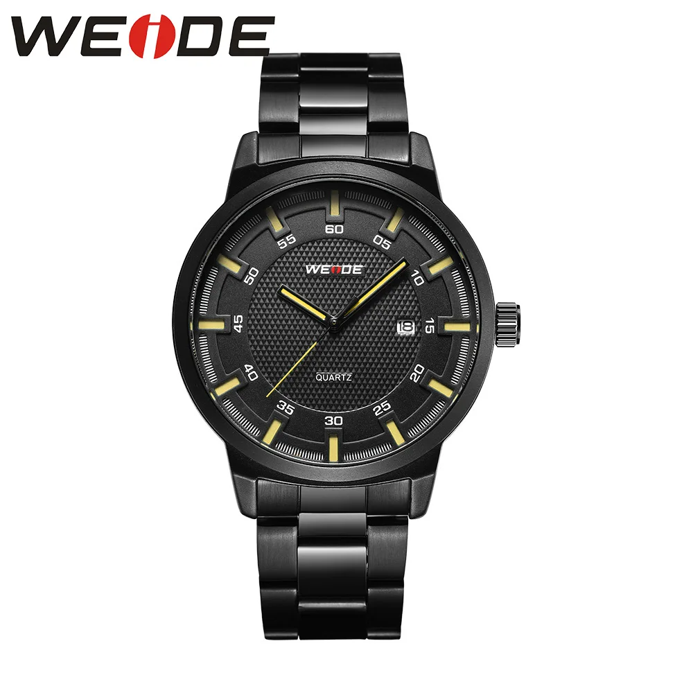 WEIDE нержавеющая сталь мужские часы Роскошные Брендовые Часы automatico водонепроницаемые мужские часы Спорт аналоговые кварцевые часы повседневное черный