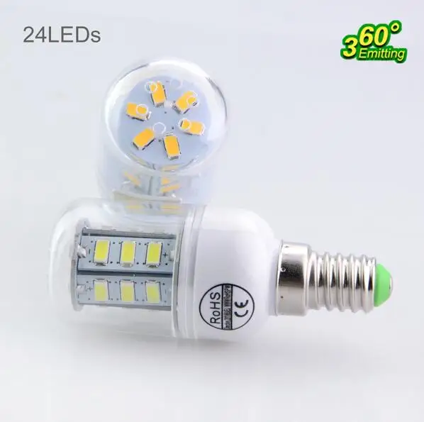 SMD 5730 E14 3 Вт 5 7 12 15 20 25 Светодиодная светодиодный Па кукуруза 220 В 24 светодиода 36