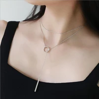 everoyal trendy lady silver plated necklace for women jewelry charm geometric round pendant necklace girls accessories hot