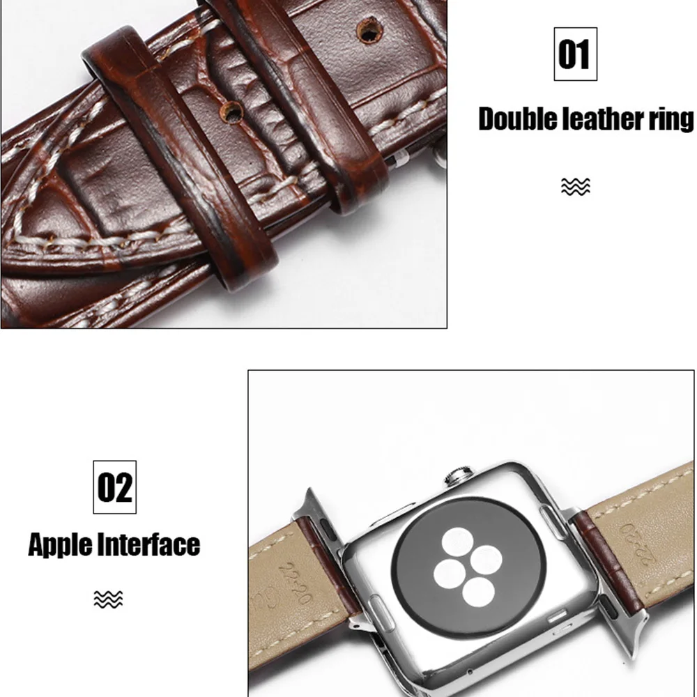 Ремешок из натуральной кожи для Apple Watch 6 5 4 3 2 1 38 40 44 42 мм браслет iwatch cinturino