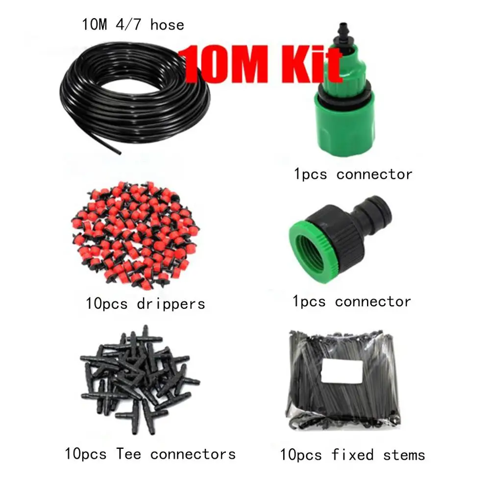 10M Set DIY система капельного орошения наборы садовый шланг микро капельного орошения капельницы быстрые разъемы фиксированные стержневые держатели шланга набор - Цвет: 10M Set