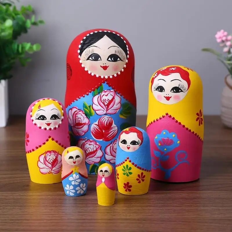 Оранжевый 8 шт./набор, липа, Русская Матрешка, медведь, ухо, Матрешка, куклы, подарок, русская традиционная особенность, этнический стиль, унисекс, куклы - Цвет: Оранжевый