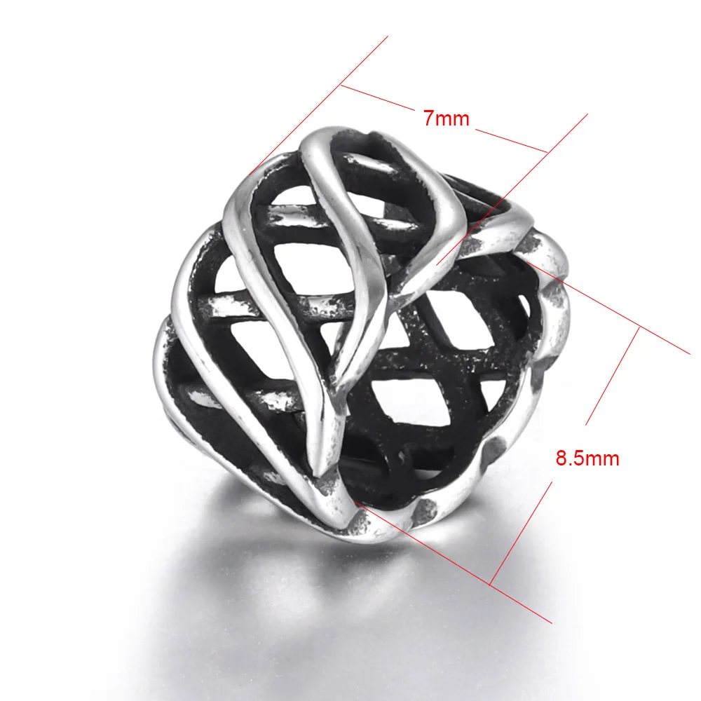 4 шт из нержавеющей стали для бисера бусины с большим отверстием полые чернеют