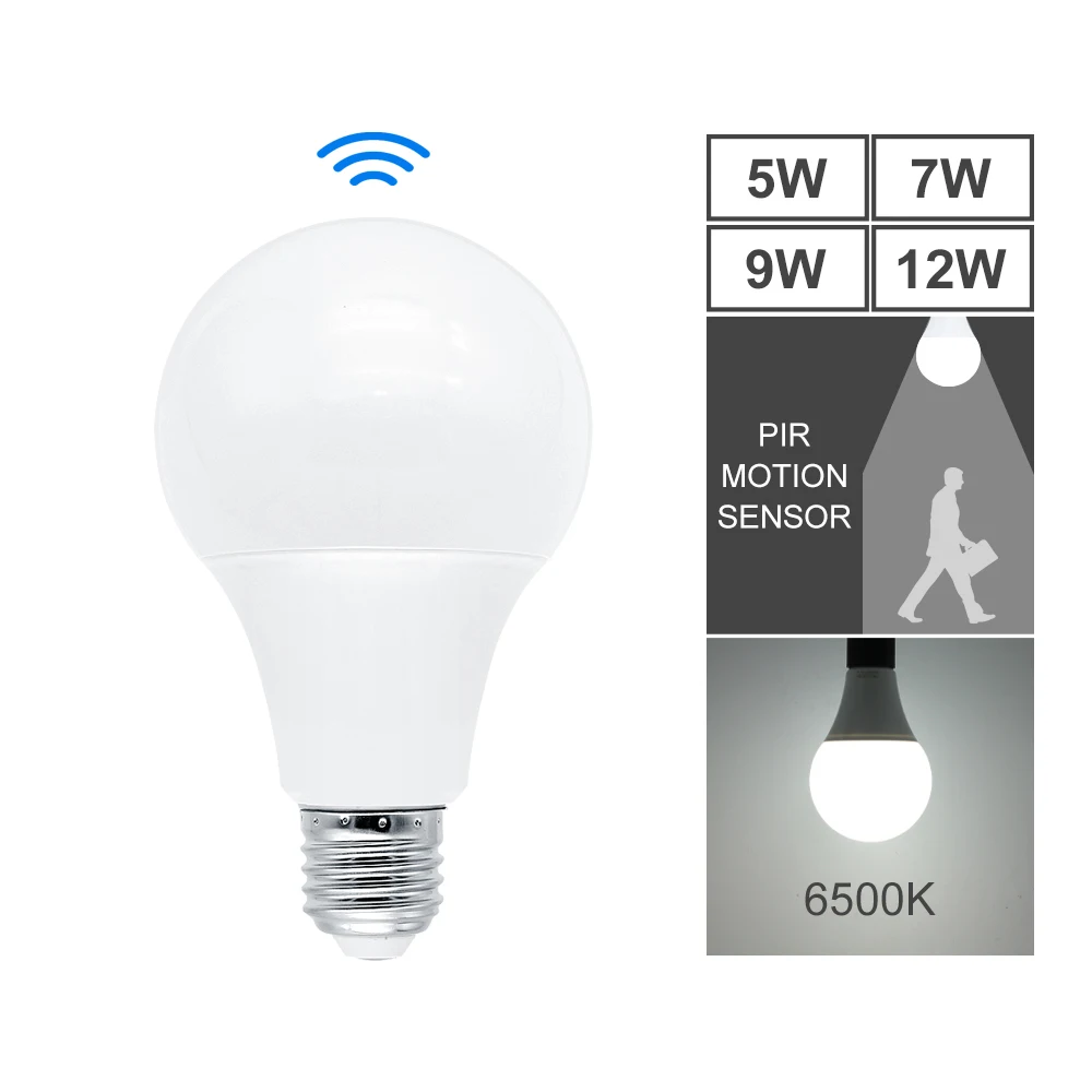 9W 7W 5W 12W E27 PIR датчик движения свет 200 V 240 Montion Датчик светодиодные лампы для спальни