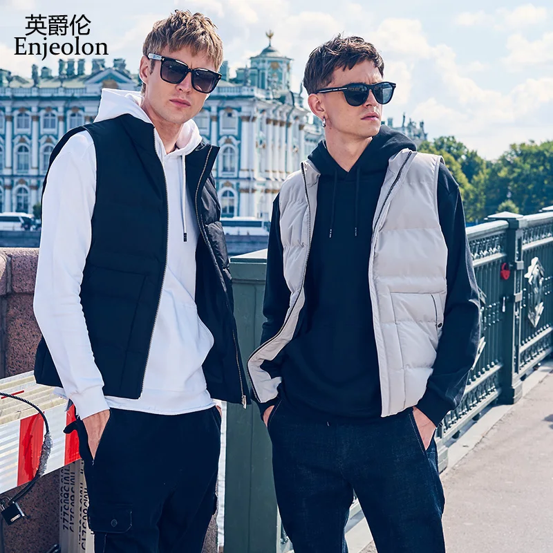 Мужской стеганый жилет Enjeolon Зимняя Толстая парка с хлопковой подкладкой размеры