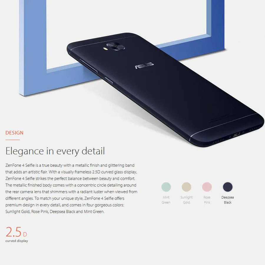 Мобильный телефон ASUS ZenFone 4 Selfie ZD553KL 4G LTE, 4 Гб ОЗУ, 64 Гб ПЗУ, четыре ядра, 5,5 дюймов, 16 Мп+ 20 Мп камера, две sim-карты